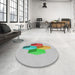 Round Patterned Mint Green Novelty Rug in a Office, pat877