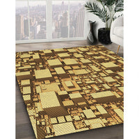 Patterned Dark Bronze Brown Rug, pat878brn