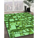 Patterned Emerald Green Rug in Family Room, pat878grn