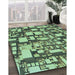 Machine Washable Transitional Medium Forest Green Rug in a Family Room, wshpat878lblu