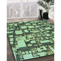 Patterned Medium Forest Green Rug, pat878lblu