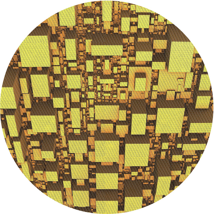 Sideview of Patterned Golden Brown Yellow Novelty Rug, pat878