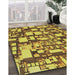 Patterned Golden Brown Yellow Novelty Rug in Family Room, pat878