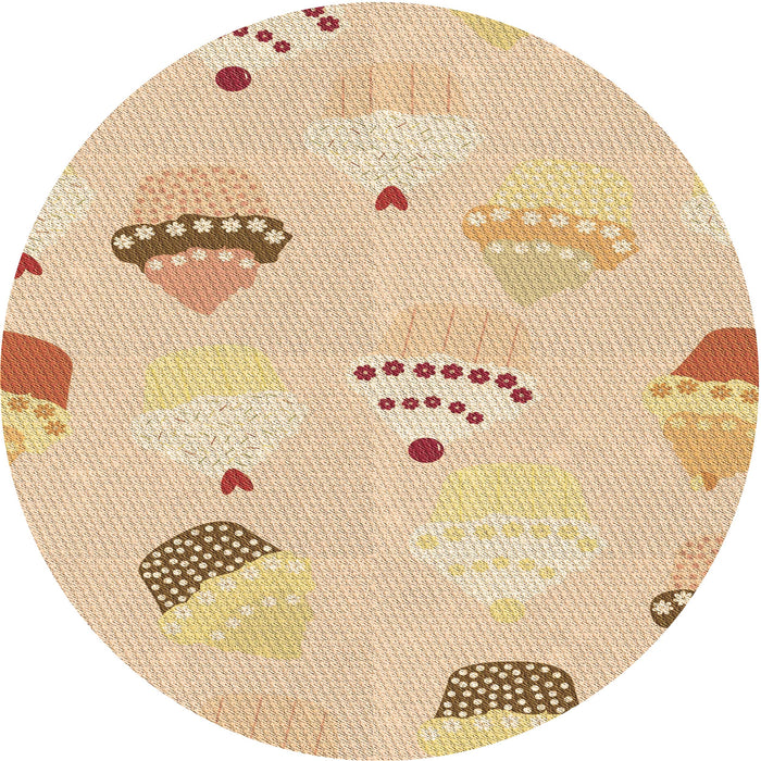 Square Patterned Khaki Gold Rug, pat879brn