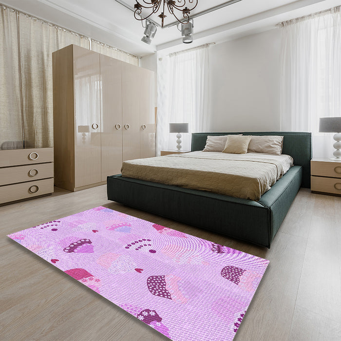 Patterned Purple Rug in a Bedroom, pat879pur