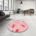 Round Patterned Pink Rug in a Office, pat879rd