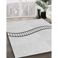 Patterned Dark Gray Novelty Rug, pat87