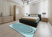 Patterned Aquamarine Stone Green Rug in a Bedroom, pat88lblu