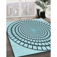 Patterned Aquamarine Stone Green Rug, pat88lblu