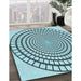 Patterned Aquamarine Stone Green Rug in Family Room, pat88lblu