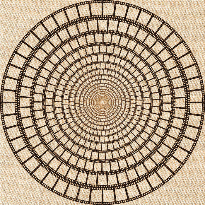 Round Patterned Sienna Brown Rug, pat88org