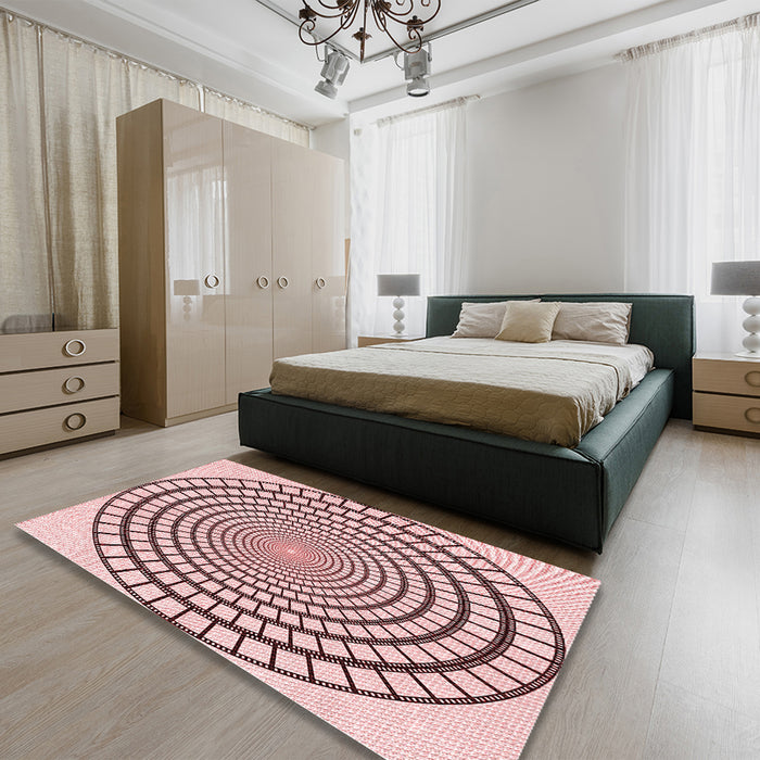 Patterned Light Rose Pink Rug in a Bedroom, pat88rd
