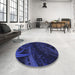 Round Patterned Night Blue Rug in a Office, pat880blu