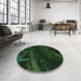 Round Patterned Black Rug in a Office, pat880grn