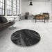 Round Patterned Midnight Gray Rug in a Office, pat880gry