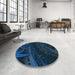 Round Patterned Blue Rug in a Office, pat880lblu