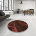 Round Patterned Red Rug in a Office, pat880org