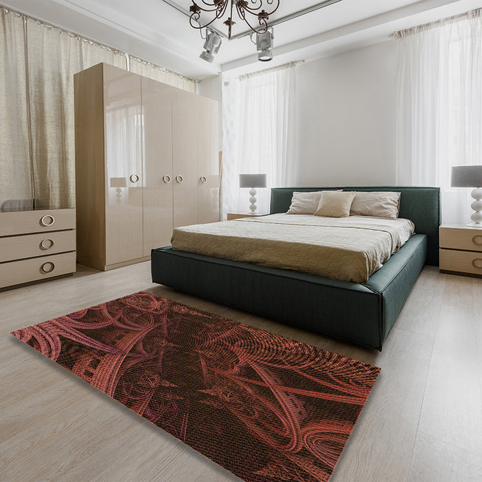Patterned Red Rug in a Bedroom, pat880org