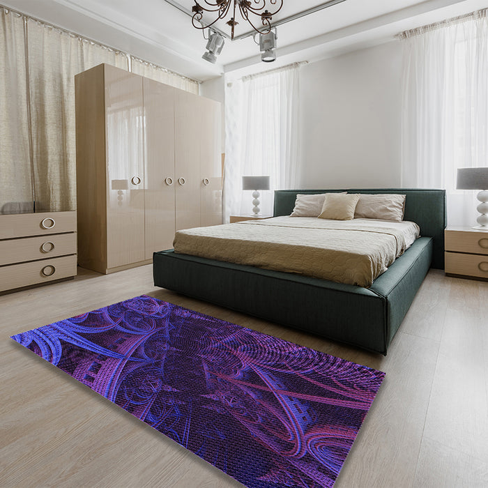 Patterned Amethyst Purple Rug in a Bedroom, pat880pur