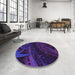 Round Patterned Amethyst Purple Rug in a Office, pat880pur