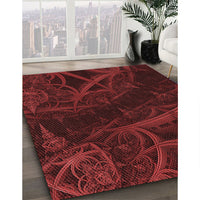 Patterned Maroon Red Rug, pat880rd