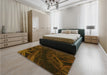 Patterned Dark Bronze Brown Rug in a Bedroom, pat880yw