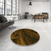 Round Patterned Dark Bronze Brown Rug in a Office, pat880yw