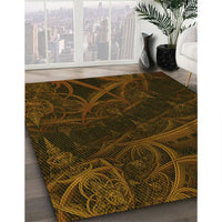 Patterned Dark Bronze Brown Rug, pat880yw