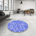 Round Patterned Blue Rug in a Office, pat881blu