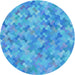 Square Patterned Neon Blue Rug, pat881lblu