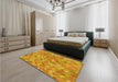 Patterned Neon Orange Rug in a Bedroom, pat881yw