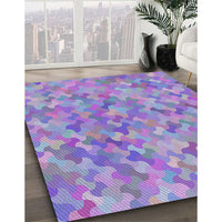 Patterned Purple Violet Purple Modern Rug, pat881