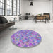 Round Machine Washable Transitional Purple Violet Purple Rug in a Office, wshpat881