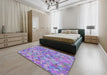 Machine Washable Transitional Purple Violet Purple Rug in a Bedroom, wshpat881
