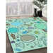 Machine Washable Transitional Mint Green Rug in a Family Room, wshpat883lblu