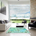 Machine Washable Transitional Mint Green Rug in a Kitchen, wshpat883lblu