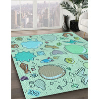 Patterned Mint Green Rug, pat883lblu