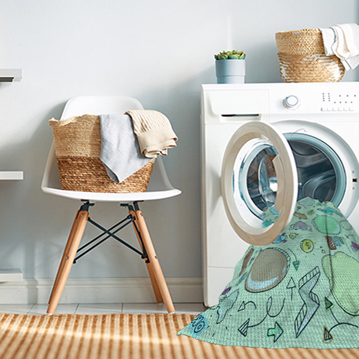 Machine Washable Transitional Mint Green Rug in a Washing Machine, wshpat883lblu