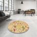 Round Patterned Orange Rug in a Office, pat883org