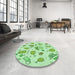 Round Patterned Mint Green Rug in a Office, pat884grn