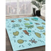 Machine Washable Transitional Cadet Blue Green Rug in a Family Room, wshpat884lblu