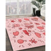 Machine Washable Transitional Light Rose Pink Rug in a Family Room, wshpat884rd