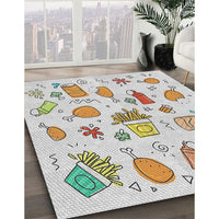 Patterned Off White Beige Novelty Rug, pat884