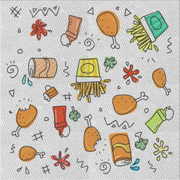 Square Patterned Off White Beige Novelty Rug, pat884