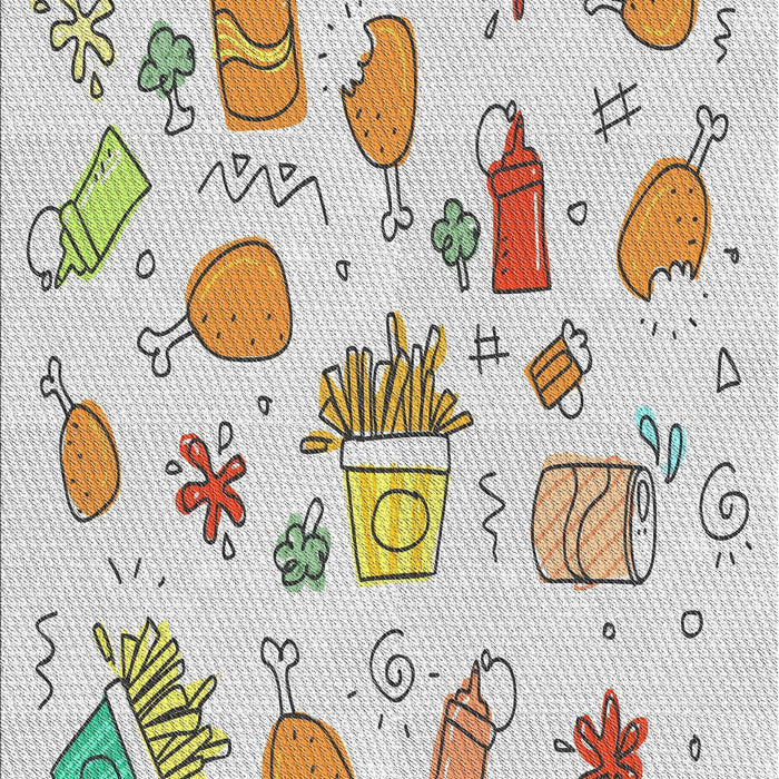 Patterned Off White Beige Novelty Rug, pat884