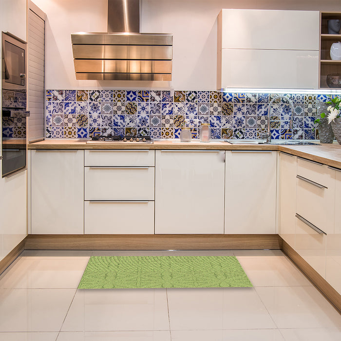 Patterned Green Rug in a Kitchen, pat885brn