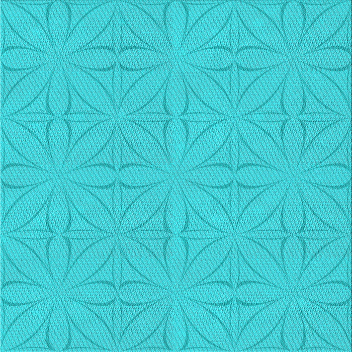 Round Patterned Bright Turquoise Blue Rug, pat885lblu
