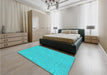 Round Machine Washable Transitional Bright Turquoise Blue Rug in a Office, wshpat885lblu
