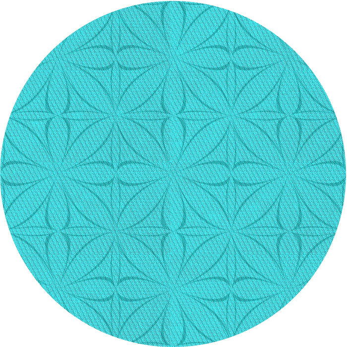 Square Patterned Bright Turquoise Blue Rug, pat885lblu