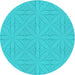 Square Patterned Bright Turquoise Blue Rug, pat885lblu